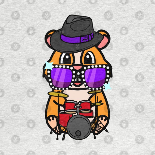 Funny hamster is playing the drums by Pet Station